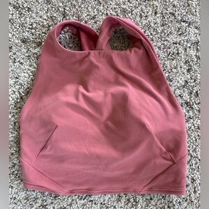 🍋 Lululemon High Neck Wunder Train Long line Bra pink strappy back